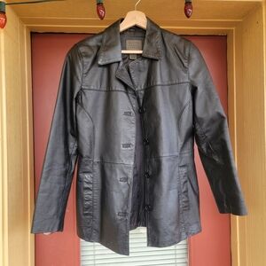 John Paul Richard Uniform Petite Women's Black Leather Jacket Size 8